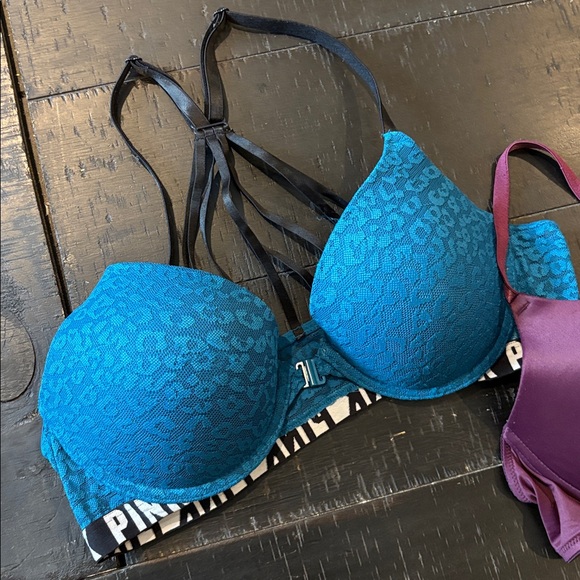 PINK Victoria's Secret Teal and Plum Bra Bundle 36B Set of 2 Push Up - Picture 2 of 6